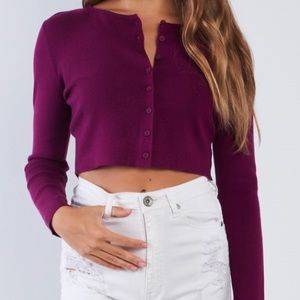 COPY - NWT Wine Time Crop Button Up Cardigan